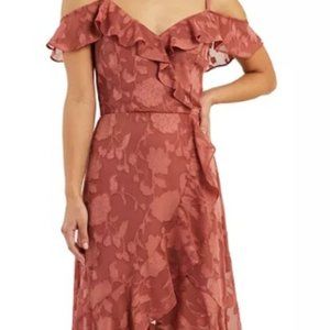 BCX - Pink Mauve Ruffled Textured High-Low Dress (Large)